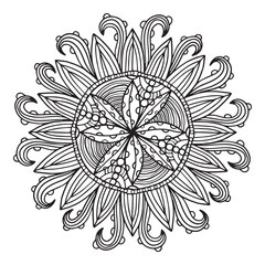 Fantastic flower black and white illustration for coloring book