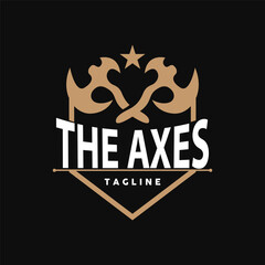 Axe Logo, Wood Cutting Tool Vector Icon, Silhouette Design, Retro Vintage Style