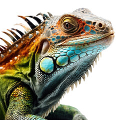 an iguana colorful portrait, arboreal lizards, herbivores  Pet-themed, photorealistic illustrations in a JPG. Generative ai