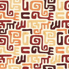 Seamless pattern, abstract doodles, curls, maze, vector background