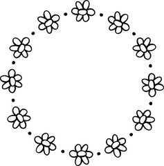 Cute doodle simple line circle frame divider and border hand drawing