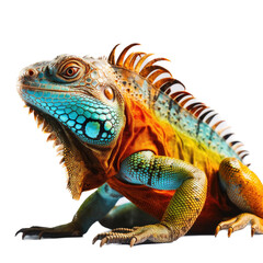 Fototapeta premium an iguana colorful portrait, arboreal lizards, herbivores Pet-themed, photorealistic illustrations in a JPG. Generative ai
