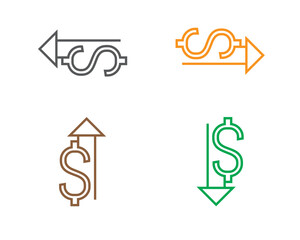 Dollar coin vector icon. Cash save, earn sign, flat design for we