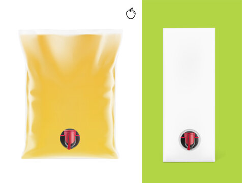 Clear realistic plastic bag in box mockup. Realistic vector mockup isolated on white background. Front view. Perfect for your product. EPS10.	