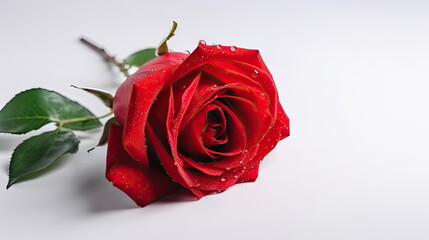 Naklejka premium red rose flower on white background