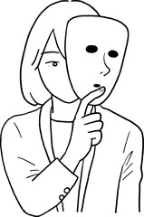 ペルソナをイメージしたイラスト　線画のみ