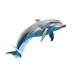 Obraz premium a Bottlenose Dolphin, jumping, Aquatic-themed, square format, photorealistic illustrations on a transparent background cutout in PNG. generative ai