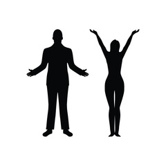 silhouette of a person, draw male and female silhouettes with freestyle release, vector template
