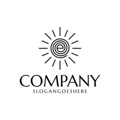 sun letter E simple and modern logo