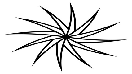 Fototapeta premium Isometric sun or flower shape outline isolated on white. Circular shape with petals. Clipart.