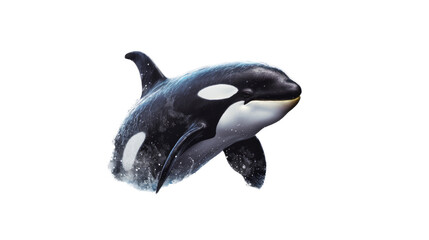 an Orca, killer whale, Jumping and swimming, Aquatic-themed, photorealistic illustrations in a PNG. Generative ai