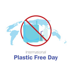 International plastic free day. Say no to plastic. Go green. Save nature. Save the world from plastic waste.  plastic cold drink cup and bottle. Vector, illustration.