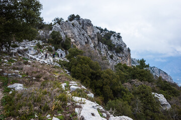 Ruined gymnasium and baths building in Termessos. Ruined ancient city in Antalya province, Turkey.