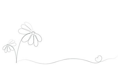 Abstract floral background. Flowers in the style of line art, one continuous line. Hand drawing. Minimalist style for your design, stories, print, etc. Hand drawing. The minimalist style will compleme