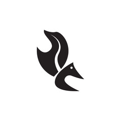 silhouette of a horse or wolf fire logo illustration.