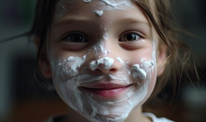 Smiling kid eating creamy yogurt Creating using generative AI tools