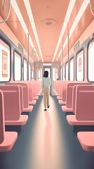 Person on a train - Aesthetic lo-fi relaxing phone wallpaper illustration