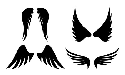 set wings silhouette icon logo vector