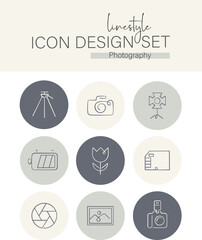 Linestyle Icon Design Set Photography