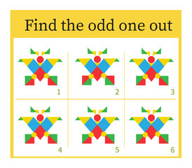 Game for kids. Task for development of attention and logic. Children activity page.