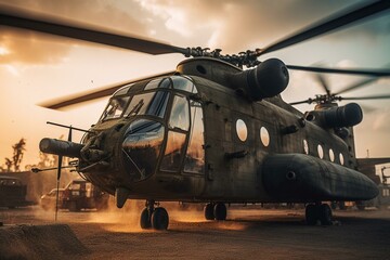 Fototapeta na wymiar Military helicopter transport. Generative AI