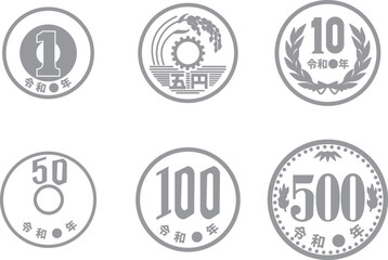 アイコン　ピクトグラム　お金　マネー　ビジネス　円　紙幣　硬貨　金融　貯金　シンプル　イラストセット