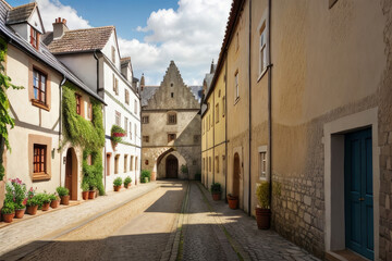 Narrow street in the old town. generated Generative AI