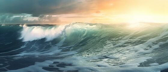 Fototapeta premium Waves gracefully roll and roll in the ocean. Generative AI