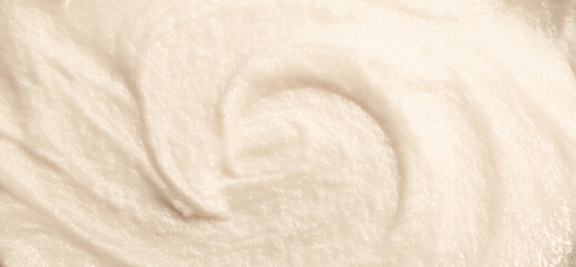 Vanilla cream ice cream. Ice cream texture. Delicious sweet dessert close-up as a background.