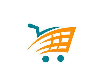 abstract shopping chart moving fast vector icon symbol logo design template illustration inspiration