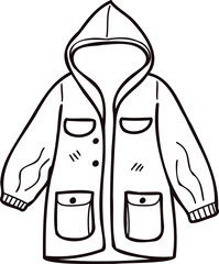 Hand Drawn cute raincoat in doodle style