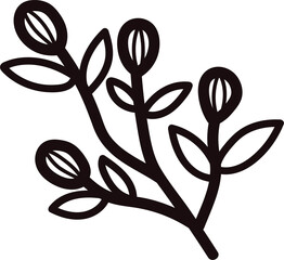 Hand Drawn flowers with twigs in doodle style