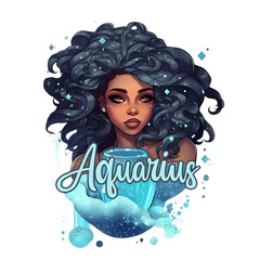Beautiful Aquarius Black Girl Sublimation
