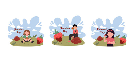 World Chocolate Day Flat Bundle Design Illustration