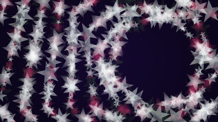 Vector Magical Glowing Background with Silver and Purple Falling Stars on Black. Christmass and New Year Poster. Glittery Confetti Frame. Sparkle Star Night Banner Design.