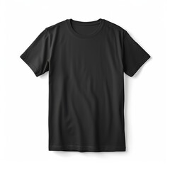 Black t shirt front view, isolated on white background. Ready for your mock up design template. Generative AI