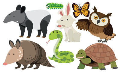 Set of animals cartoon simple style