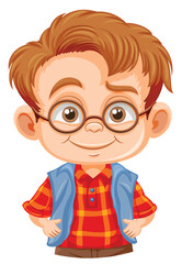 Cute nerdy boy cartoon character