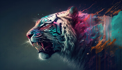 Tiger Animal Abstract Wallpaper Contrast