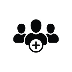 User group icon. Management Business Team Leader Sign. Social Media, Teamwork concept. Add icon. Plus sign