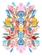 Folk Animal woodland scandenavian abstract plant botanical style 