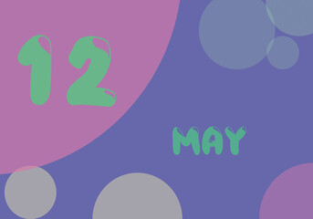12 may day of the month in pastel colors. Very Peri background, trend of 2022.