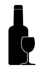 Wine bottle and glass icon isolated on white background. Vector illustration EPS 10 File.