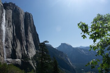 Yosemite waterfall over the valley 
