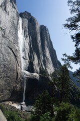 Waterfall in Yosemite Park during summer