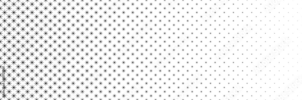 Poster horizontal black halftone of asterisk and star design for pattern and background.