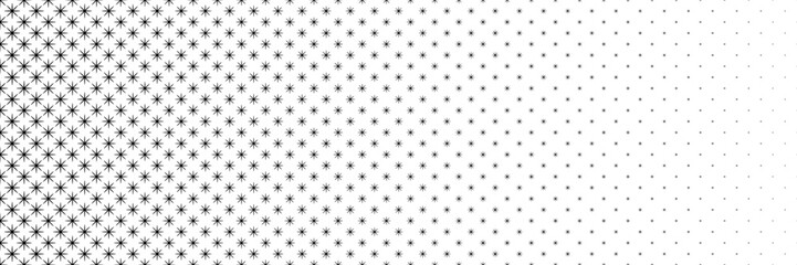 Fototapeta premium horizontal black halftone of asterisk and star design for pattern and background.
