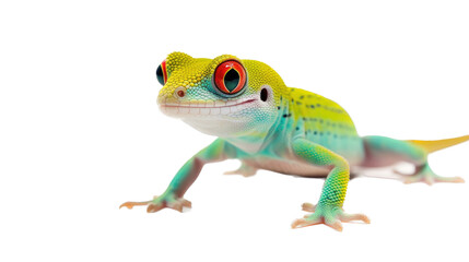 a Day Gecko, colorful, insectivores, Pet-themed, photorealistic illustrations in a JPG. Generative AI