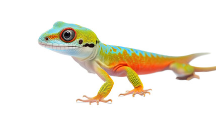 Fototapeta premium a Day Gecko, colorful, insectivores, Pet-themed, photorealistic illustrations in a PNG. Generative AI