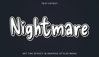 Nightmare editable text effect in 3d style. Suitable for brand or business logo